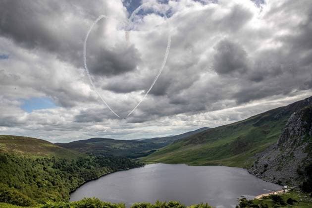 EDITORIAL USE ONLY Red Bull Matadors Aerobatic Display Over The East Coast of Ireland 2 7 2020 Pictured today at Lough Tay, the Red Bull Matadors piloted by Paul Bonhomme & Steve Jones, took to the skies to perform a thrilling aerobatic display along the east coast of Ireland GivesYouWings The Red Bull Matadors 2 7 2020  Copyright: x INPHO MorganxTreacyx 0047500539st