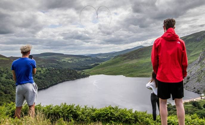EDITORIAL USE ONLY Red Bull Matadors Aerobatic Display Over The East Coast of Ireland 2 7 2020 Pictured today at Lough Tay, the Red Bull Matadors piloted by Paul Bonhomme & Steve Jones, took to the skies to perform a thrilling aerobatic display along the east coast of Ireland GivesYouWings The Red Bull Matadors 2 7 2020  Copyright: x INPHO MorganxTreacyx 0047500544st