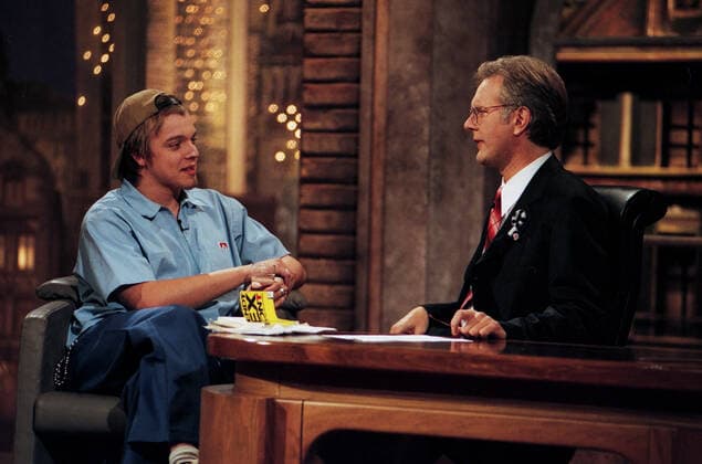 Harald-Schmidt-Show Harald-Schmidt-Show, Unterhaltungstalkshow, Deutschland 1995 - 2003, Gaststar: Moderator Nils Nilz Bokelberg und Harald Schmidt, Köln Nordrhein-Westfalen Deutschland