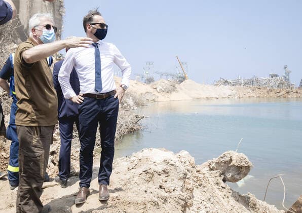 Bilder des Jahres 2020, News 08 August News Themen der Woche KW33 News Bilder des Tages Bundesaussenminister Heiko Maas (SPD) besucht das Epizentrum der Explosion im Hafen von Beirut, 12.08.2020. Beirut Libanon