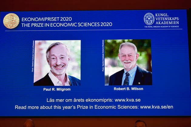 Paul R Milgrom, USA and Robert B Wilson, USA receives the Sveriges Riksbank Prize in Economic Sciences in Memory of Alfred Nobel for 2020 was presented at a press conference in Stockholm, October 12, 2020 STOCKHOLM Sweden x10040x,  Copyright: xAndersxWiklund TTx NOBEL ECONOMIC SCIENCES 2020
