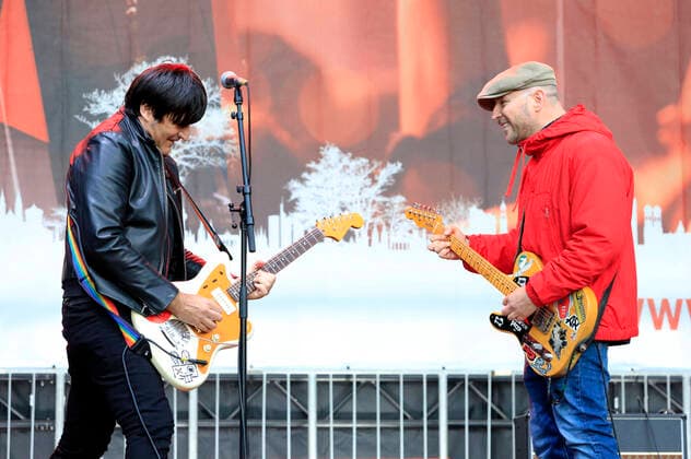 Bilder des Jahres 2020, Entertainment 10 Oktober Entertainment Themen der Woche KW44 Entertainment Bilder des Tages Rodrigo Gonzalez von der Band Die Ärzte und Arnim Teutoburg-Weiß von den Beatsteaks bei der Demonstration zur Rettung der Veranstaltungswirtschaft vom Aktionsbündnis Alarmstufe Rot . Berlin, 28.10.2020