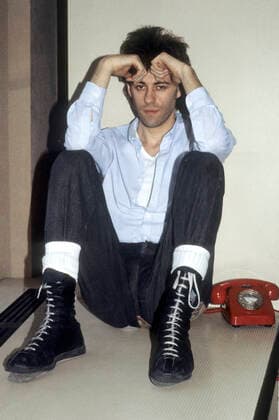 Bob Geldof bei einem Pressetermin bei Phonogram Records. London, 26.03.1984