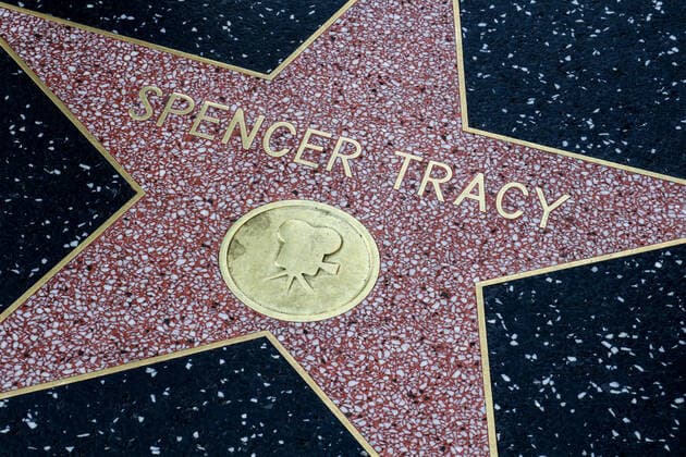 Hollywood Walk of Fame USA, United States of America, California, Los Angeles, 17.02.2020: Hollywood Boulevard, in den Gehweg sind rund 2700 Sterne eingelassen. Es werden Prominente geehrt, die eine wichtige Rolle in der amerikanischen Unterhaltungsindustrie spielten oder noch spielen. Kategorie Motion Pictures (Film). Stern für Spencer Tracy