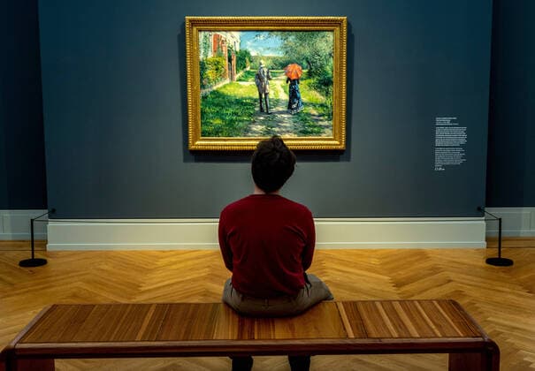 Bilder des Jahres 2021, News 03 März News Themen der Woche KW10 News Bilder des Tages Tourismus Wetter Reisen 13.03.2021 Potsdam Landeshauptstadt Land Brandenburg Museum Barberini Impressionismus Sammlung Hase Plattner Gustave Caillebotte 1848-1894 Paar beim Spaziergang 1881 Erster Tag nach fast 5 Monaten Lockdown Covid 19 Lockdown Potsdam Museum Barberini Brandenburg Deutschland