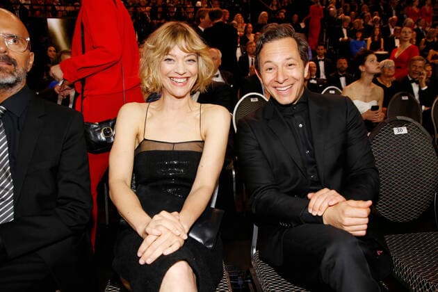 Christoph Maria Herbst und Heike Makatsch mit Freund Trystan Pütter im Saal bei der Verleihung der Lola - Deutscher Filmpreis 2019 im Palais am Funkturm in Berlin. Copyright: xEventpressxGolejewskix(xDeutschexFilmakademiexe.V.x)x
