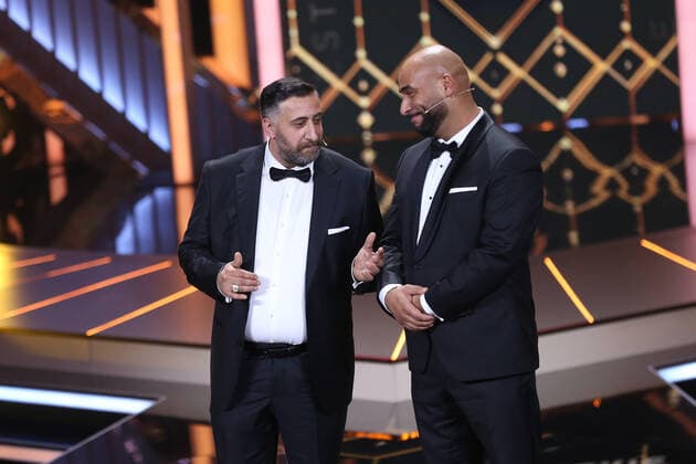 Laudatoren Kida Khodr Ramadan und Veysel Gelin aus der Liveshow der GOLDENEN KAMERA 2019, Flughafen Tempelhof in Berlin, Copyright: xEventpressx