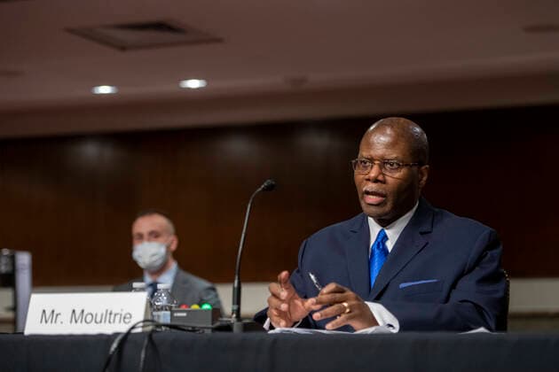 May 11, 2021, Washington, District of Columbia, USA: Ronald S. Moultrie appears before a Senate Committee on Armed Services hearing for his pending nomination to be Under Secretary for Intelligence and Security, Department of Defense, in the Dirksen Senate Office Building in Washington, DC, Tuesday, May 11, 2021. Credit: Rod Lamkey CNP Washington USA - ZUMAs152 20210511_zaa_s152_138 Copyright: xRodxLamkeyx-xCnpx