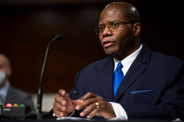 May 11, 2021, Washington, District of Columbia, USA: Ronald S. Moultrie appears before a Senate Committee on Armed Services hearing for his pending nomination to be Under Secretary for Intelligence and Security, Department of Defense, in the Dirksen Senate Office Building in Washington, DC, Tuesday, May 11, 2021. Credit: Rod Lamkey CNP Washington USA - ZUMAs152 20210511_zaa_s152_135 Copyright: xRodxLamkeyx-xCnpx