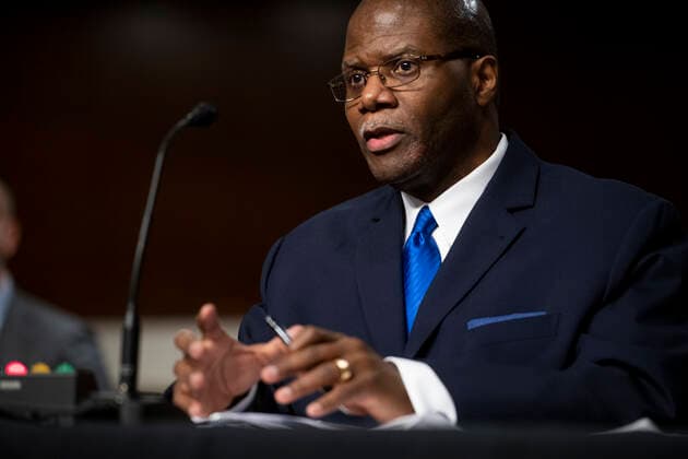 May 11, 2021, Washington, District of Columbia, USA: Ronald S. Moultrie appears before a Senate Committee on Armed Services hearing for his pending nomination to be Under Secretary for Intelligence and Security, Department of Defense, in the Dirksen Senate Office Building in Washington, DC, Tuesday, May 11, 2021. Credit: Rod Lamkey CNP Washington USA - ZUMAs152 20210511_zaa_s152_127 Copyright: xRodxLamkeyx-xCnpx