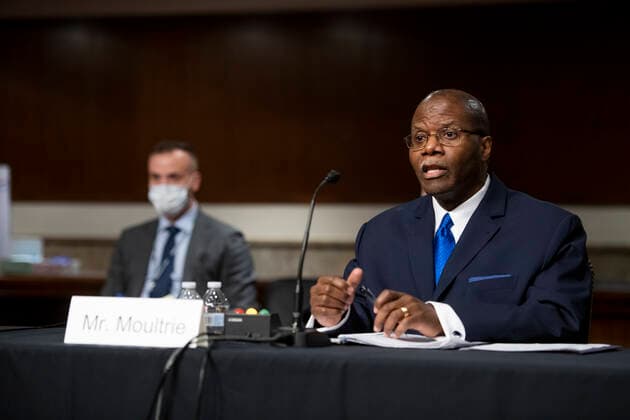 May 11, 2021, Washington, District of Columbia, USA: Ronald S. Moultrie appears before a Senate Committee on Armed Services hearing for his pending nomination to be Under Secretary for Intelligence and Security, Department of Defense, in the Dirksen Senate Office Building in Washington, DC, Tuesday, May 11, 2021. Credit: Rod Lamkey CNP Washington USA - ZUMAs152 20210511_zaa_s152_149 Copyright: xRodxLamkeyx-xCnpx