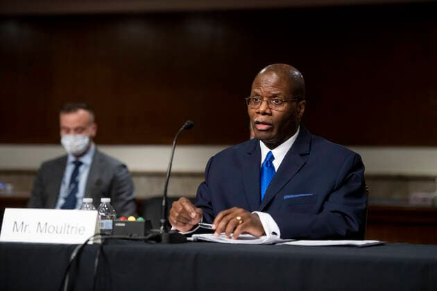 May 11, 2021, Washington, District of Columbia, USA: Ronald S. Moultrie appears before a Senate Committee on Armed Services hearing for his pending nomination to be Under Secretary for Intelligence and Security, Department of Defense, in the Dirksen Senate Office Building in Washington, DC, Tuesday, May 11, 2021. Credit: Rod Lamkey CNP Washington USA - ZUMAs152 20210511_zaa_s152_062 Copyright: xRodxLamkeyx-xCnpx