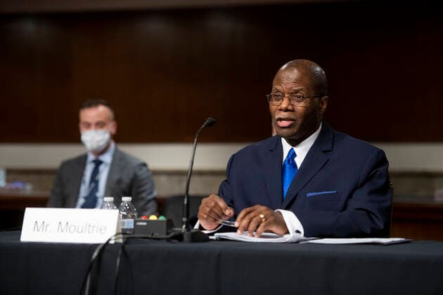 May 11, 2021, Washington, District of Columbia, USA: Ronald S. Moultrie appears before a Senate Committee on Armed Services hearing for his pending nomination to be Under Secretary for Intelligence and Security, Department of Defense, in the Dirksen Senate Office Building in Washington, DC, Tuesday, May 11, 2021. Credit: Rod Lamkey CNP Washington USA - ZUMAs152 20210511_zaa_s152_065 Copyright: xRodxLamkeyx-xCnpx