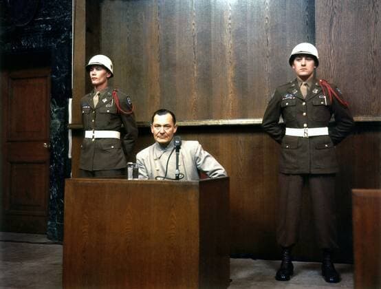 IInternational Military Tribunal (IMT) November 20, 1945 - October 1, 1946 Court House, Room 600 (Justizgebäude, Fürther Str., Schwurgerichtssaal, Saal 600) The defendant Hermann Göring testifying during the International War Crimes Trial Nuremberg (Nürnberg) Germany 1946 Photo: Raymond D’Addario, US Signal Corps ! ACHTUNG: AUFNAHMEDATUM GESCHÄTZT!