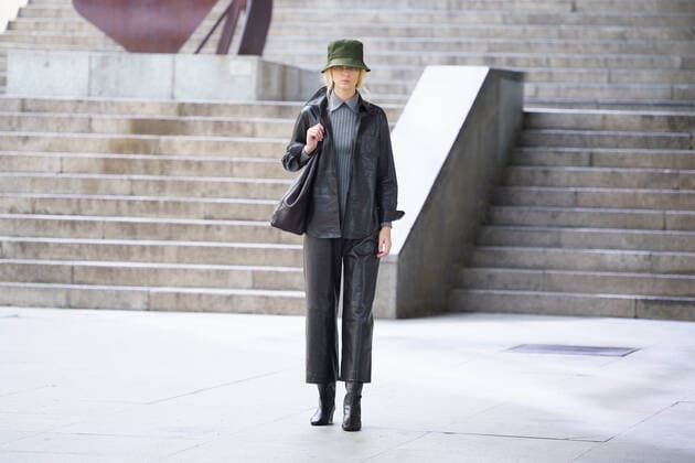 September 13, 2021, Madrid, Spain: A model parades with creations from the designer Roberto Verino s Nomadisimo Urbano collection during the first day of Madrid Fashion Week at the Madrid Open Air Museum. Madrid Spain - ZUMAs197 20210913_zaa_s197_029 Copyright: xAtilanoxGarciax