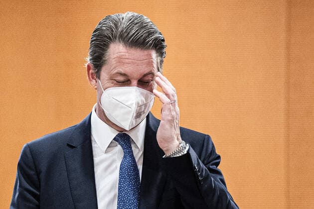 Andreas Scheuer, Bundesminister fuer Verkehr und digitale Infrastruktur, aufgenommen im Rahmen der woechentlichen Kabinettssitzung im Bundeskanzleramt in Berlin, 15.09.2021. Berlin Deutschland