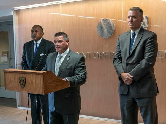 September 16, 2021, New York, New York, United States: NYPD Chief of Detectives James Essig speaks during briefing in regards of murder of pregnant woman at One Police Plaza in New York on September 16, 2021. NYPD briefed media that suspect in murder of 8-months pregnant woman in Harlem has been apprehended. James Essig was joined by Police Commissioner Dermot Shea and First Deputy Commissioner Benjamin Tucker. New York United States - ZUMAr339 20210916_znp_r339_002 Copyright: xLevxRadinx