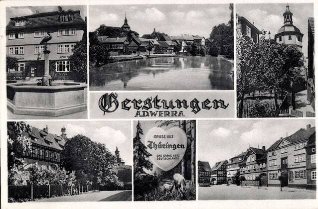 Gerstungen im Wartburgkreis Thüringen, Brunnen, Apotheke, Markt