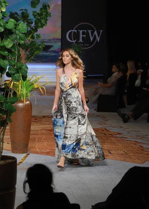 (211113) -- COLOMBO, Nov. 13, 2021 -- A model presents a creation during the Colombo Fashion Week (CFW) Swim Week in Colombo, Sri Lanka, on Nov. 12, 2021. The CFW Swim Week Colombo, scheduled for Nov. 12 and 13 in the national capital Colombo, will showcase works created by 11 local designers. (Photo by Xinhua) SRI LANKA-COLOMBO-FASHION WEEK AjithxPerera