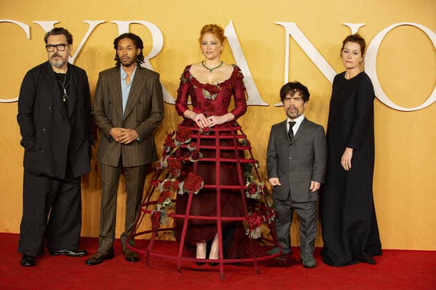 December 7, 2021, London, United Kingdom: (L-R) Joe Wright, Kelvin Harrison Jr, Haley Bennett, Peter Dinklage and Erica Schmidt, attend the UK Premiere of Cyrano at Odeon Luxe Leicester Square in London. London United Kingdom - ZUMAs197 20211207_zaa_s197_155 Copyright: xPietroxRecchiax