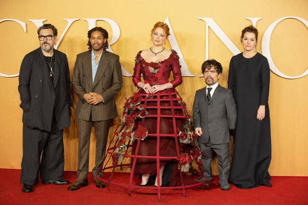 December 7, 2021, London, United Kingdom: (L-R) Joe Wright, Kelvin Harrison Jr, Haley Bennett, Peter Dinklage and Erica Schmidt, attend the UK Premiere of Cyrano at Odeon Luxe Leicester Square in London. London United Kingdom - ZUMAs197 20211207_zaa_s197_157 Copyright: xPietroxRecchiax