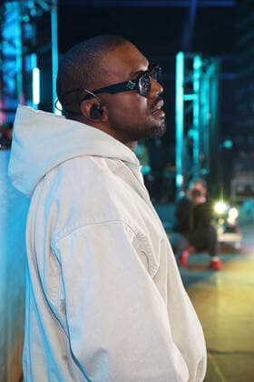 SAN BERNADINO, CA - DECEMBER 12: Kanye West surprise guest performance during Future s set at Rolling Loud California at the L.A. Coliseum in San Bernadino, California on December 12, 2021. Copyright: xWalikxGoshornx