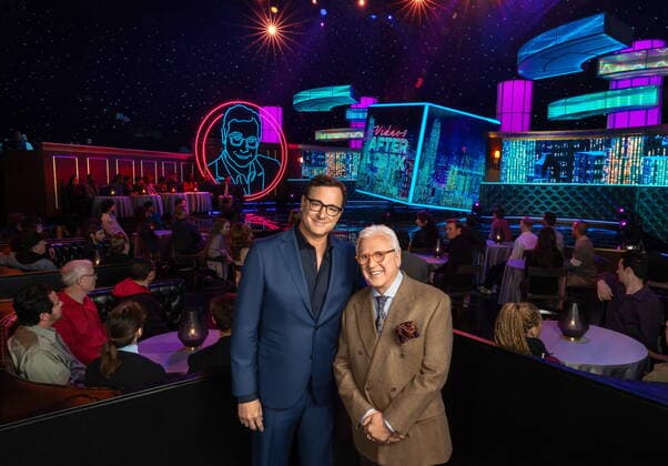 February 14, 2019, Studio City, California, USA: Videos After Dark is an American video clip television special created by VIN DI BONA, right, and hosted by BOB SAGET, left. Studio City USA - ZUMADark 20190214_mda_w25_803 Copyright: xAlanxWeissmanx