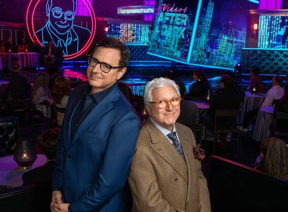 February 14, 2019, Studio City , California , USA : Videos After Dark is an American video clip television special created by VIN DI BONA, right, and hosted by BOB SAGET, left. Studio City USA  - ZUMADark 20190214_mda_w25_802 Copyright: xAlanxWeissmanx