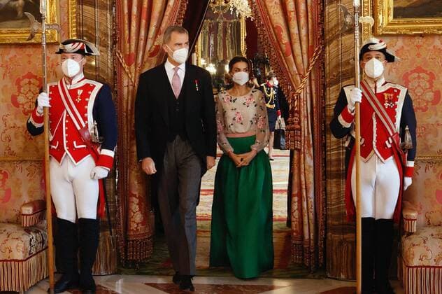King Felipe and Queen Letizia attend the Diplomatic reception at the Royal Palace in Madrid, January 17, 2021 Cordon Press
