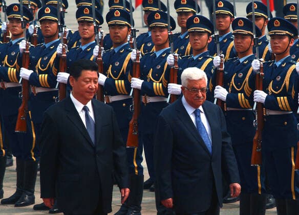 May 6, 2013, BEIJING, CHINA: Chinese President Xi Jinping (L) and visiting Palestinian President Mahmoud Abbas attend a welcoming ceremony at the Great Hall of the People in Beijing on May 6, 2013. China is hosting the leaders of Palestine and Israel this week in a sign of its desire for a larger role in the Middle East. China said it is willing to set up a meeting between the two countries, which have been deadlocked in talks for four years. BEIJING CHINA - ZUMAs139 20130506_zap_s139_026 Copyright: xStephenxShaverx