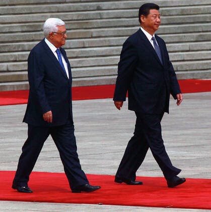 May 6, 2013, BEIJING, CHINA: Chinese President Xi Jinping (R) walks with visiting Palestinian President Mahmoud Abbas during a welcoming ceremony at the Great Hall of the People in Beijing on May 6, 2013. China is hosting the leaders of Palestine and Israel this week in a sign of its desire for a larger role in the Middle East. China said it is willing to set up a meeting between the two countries, which have been deadlocked in talks for four years. BEIJING CHINA - ZUMAs139 20130506_zap_s139_022 Copyright: xStephenxShaverx