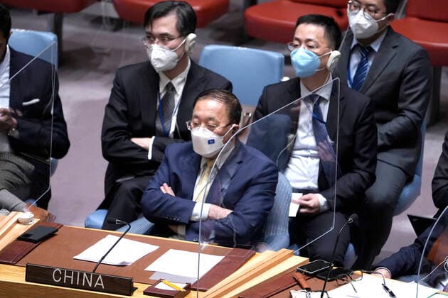 United Nations Security Council Holds A Session On Ukraine Ambassador Zhang Juan permanent member of the Security Council from China listens during a Security Council Meeting addressing the Russian invasion of Ukraine at the United Nations Headquarters on March, 18, 2022 in New York City, USA. Increasingly concerned about the invasion and the cost of civilian lives, members of the Security Council vehemently demanded that a pathway for immediate humanitarian relief and peace be set. New York city NY United States  Copyright: xJohnxLamparskix originalFilename: lamparski-unitedna220318_np22k