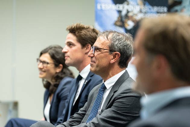 Thales Belgium CEO Alain Quevrin pictured during a visit to Thales Alenia Space, in Mont-sur-Marchienne, Charleroi, Tuesday 14 June 2022. The management of Thales Alenia Space will discuss the promising Newspace themes of the satellite sector: electric propulsion, digitalization of satellites for greater flexibility of missions, constellations and sustainability of space. In a context of accelerating innovation, it will discuss its Open Innovation approach with the ecosystem of startups, SMEs and research laboratories, particularly at local and European level.  JAMESxARTHURxGEKIERE 36358376