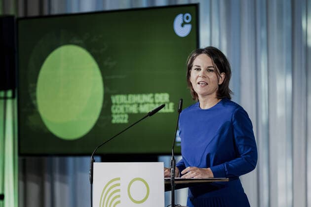 Bilder des Jahres 2022, News 08 August News Themen der Woche KW34 News Bilder des Tages Annalena Baerbock (Buendnis 90 Die Gruenen), Bundesaussenministerin, aufgenommen im Rahmen der Verleihung der Goethe-Medaille in Weimar, 28.08.2022. Weimar Deutschland