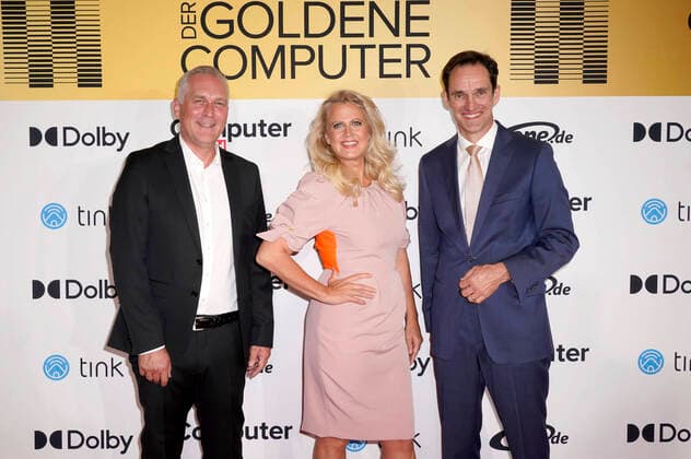 Bilder des Jahres 2022, Entertainment 08 August Entertainment Themen der Woche KW35 Entertainment Bilder des Tages Dirk General-Kuchel, Barbara Schöneberger und Frank Mahlberg bei der Verleihung Der Goldene Computer 2022 im Axel Springer SE Verlag. Berlin, 31.08.2022