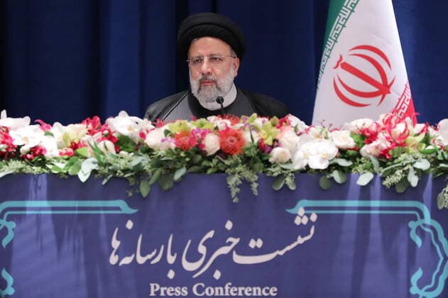September 23, 2022, NEW YORK, NEW YORK, UNITED STATES: Iranian President EBRAHIM RAISI speaks during a press conference in New York on September 22, 2022. NEW YORK UNITED STATES - ZUMAi98_ 20220923_zih_i98_001 Copyright: xIranianxPresidencyx