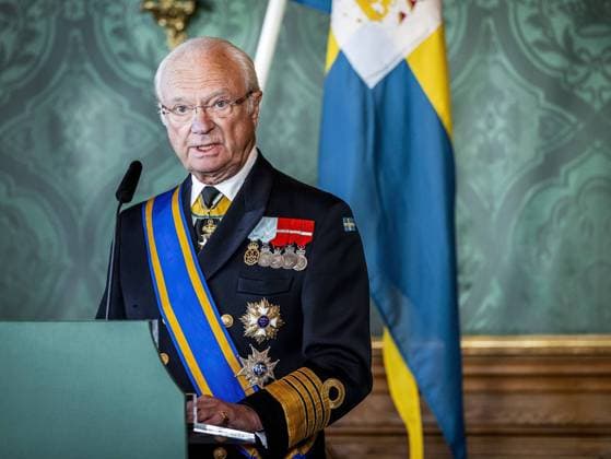 Entertainment Bilder des Tages 2022-10-11 13:21:31 STOCKHOLM - King Carl XVI Gustaf speaks during a press statement at the royal palace in the presence of King Willem Alexander and Queen Maxima and Queen Silvia. The royal couple s three-day visit to Sweden focuses on energy transition, sustainability, the life sciences and smart mobility. ANP REMKO DE WAAL netherlands out - belgium out