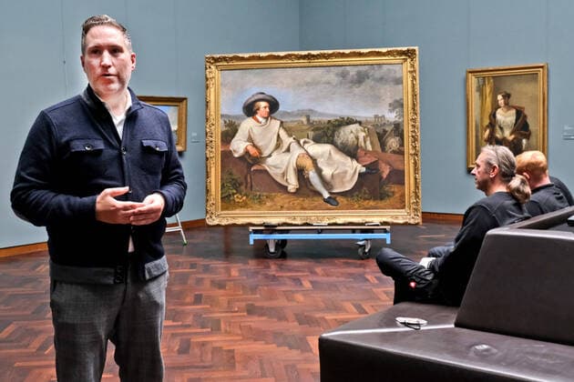 Bilder des Jahres 2022, Entertainment 10 Oktober News Bilder des Tages Entertainment Bilder des Tages 20.10.2022, Frankfurt, DEU Nach umfangreicher Renovierung ist die Abteilung Kunst der Moderne im Staedel Museum ab 22. Oktober wieder zu besichtigen. Als letztes wurde das Bild Goethe in der römischen Campagna (1787) von Johann Heinrich Wilhelm Tischbein. gehaengt. Kurator Alexander Ehring erklaerte die Renovierung.