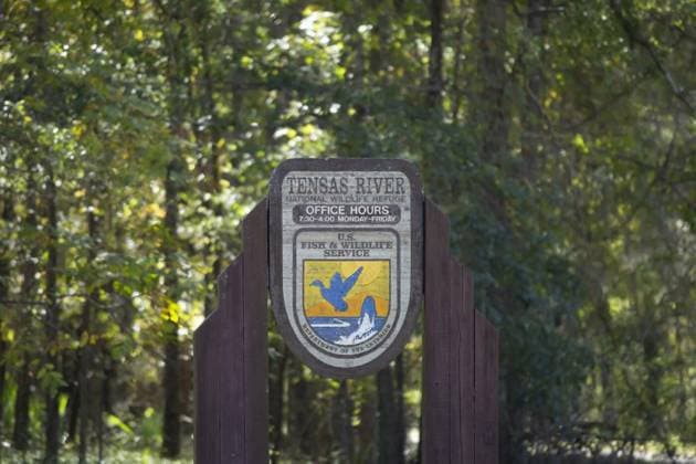 Tensas River National Wildlife Refuge Sign, TENSAS RIVER NATIONAL WILDLIFE REFUGE SIGN, TENSAS RIVER NATIONAL WILDLIFE REFUGE, LOUISIANA USA ? NOVEMBER 08 2019: Sign noting the office hours of the Tensas River National Wildlife Refuge and that the refuge is part of the U.S. Fish and Wildlife Service., TENSAS RIVER NATIONAL WILDLIFE REFUGE SIGN, TENSAS RIVER NATIONAL WILDLIFE REFUGE, LOUISIANA USA ? NOVEMBER 08 2019: Sign noting the office hours of the Tensas River National Wildlife Refuge and that the refuge is part of the U.S. Fish and Wildlife Service., 13.10.2022, Copyright: xtornado98x Panthermedia32501902.jpg