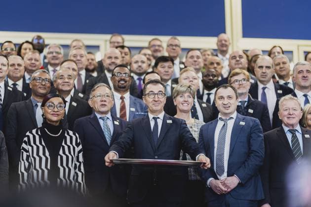 Bilder des Jahres 2023, News 01 Januar News Themen der Woche KW03 News Bilder des Tages Cem Oezdemir (Buendnis 90 Die Gruenen), Bundesminister fuer Landwirtschaft und Ernaehrung, aufgenommen bei der Agrarministerkonferenz im Rahmen des Global Forum for Food and Agriculture (GFFA) in Berlin, 21.01.2023. Berlin Deutschland