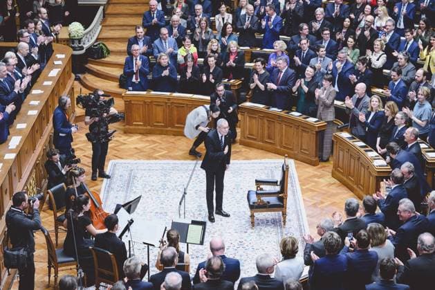 Bilder des Jahres 2023, News 01 Januar News Themen der Woche KW04 26.01.2023, Wien, AUT, Angelobung Bundespräsident Alexander Van Der Bellen, Angelobungszeremonie, im Bild der Bundesversammlungssal mit den Besuchern und Bundespräsident der Republik Österreich Alexander Van der Bellen the Federal Assembly Hall with the visitors an federal president of the republic of austria Alexander Van der Bellen during the inauguration of federal president alexander van der bellen. Vienna, Austria on 2023 01 26. Expa