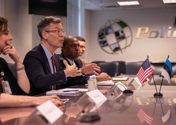 January 26, 2023, Washington, DC, United States of America: U.S Under Secretary of Defense for Policy, Dr. Colin Kahl, left, hosts a face-to-face bilateral with the Estonian Defense Minister Kusti Salm at the Pentagon, January 26, 2023 in Washington, D.C. Washington United States of America - ZUMAp138 20230126_zaa_p138_007 Copyright: xPo2xZacharyxWheeler Dodx