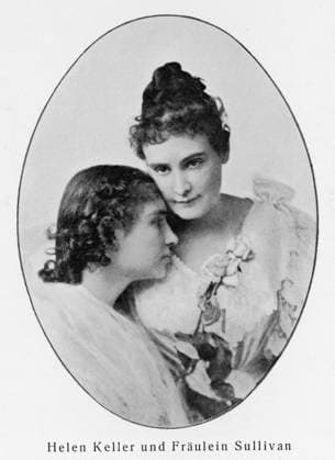 Helen Keller and her teacher Helen Adams Keller (1880-1968), American author and lecturer, who was left blind, deaf and mute at the age of 19 months. Seen here with her teacher, Anne Sullivan Macy (1866-1936)  Copyright: Copyrightx(c)Geminix2023.xCredit:xGemini 13836086