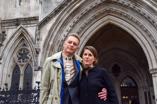 May 2, 2023, London, England, United Kingdom: Naturalist and TV presenter CHRIS PACKHAM and his partner CHARLOTTE CORNEY arrive at High Court for the libel trial against the editor and two contributors of Country Squire Magazine. London United Kingdom - ZUMAv130 20230502_zip_v130_006 Copyright: xVukxValcicx