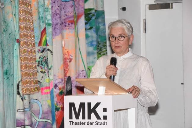 Barbara Mundel,Intendantin Muenchen 04.05.2023 Kiosk Habibi Muenchner Kammerspiele Spielprogramme Vorstellung Muenchen
