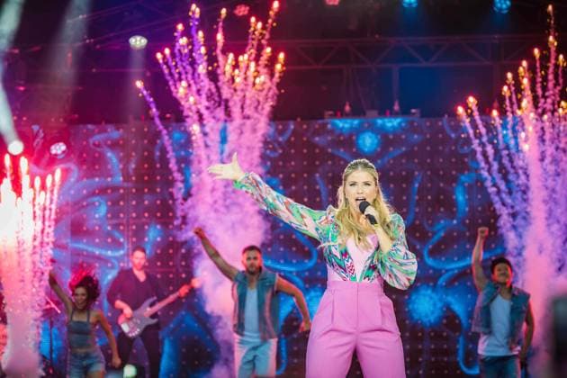 Bilder des Jahres 2023, Entertainment 07 Juli Entertainment Themen der Woche KW27 07.07.2023, Klagenfurt, AUT, Unterwegs in Austria, Kaernten, Starnacht am Wörthersee, im Bild Beatrice Egli,