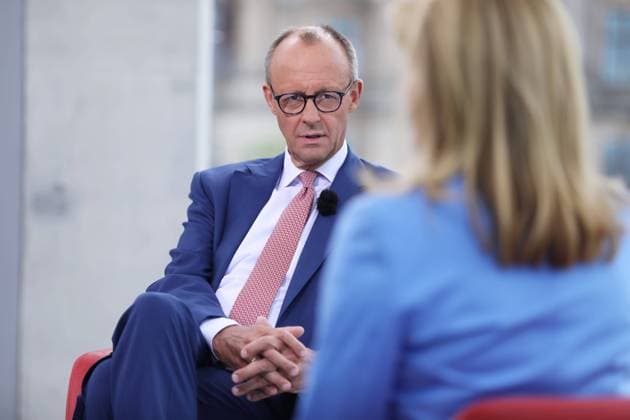 Bilder des Jahres 2023, News 08 August News Themen der Woche KW34 News Bilder des Tages Berlin, Deutschland, 27.08.2023: CDU-Chef Friedrich Merz bei der Aufzeichnung für das ARD-Sommerinterview mit Tina Hassel Copyright: xdtsxNachrichtenagenturx dts_21364