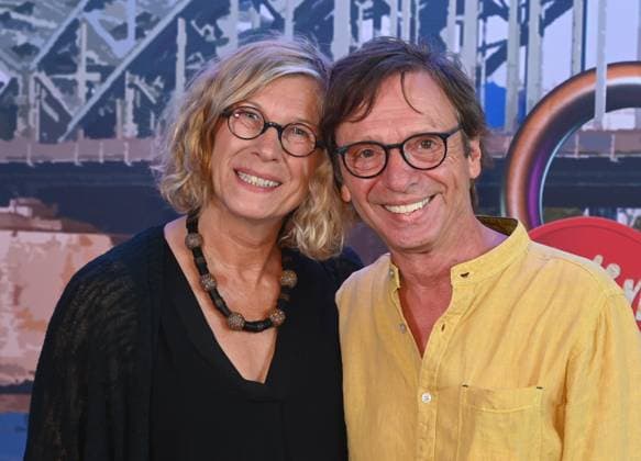 Musiker Purple Schulz und seine Frau Eri Erika kommt zur Premiere des Köln Musical Himmel und Kölle