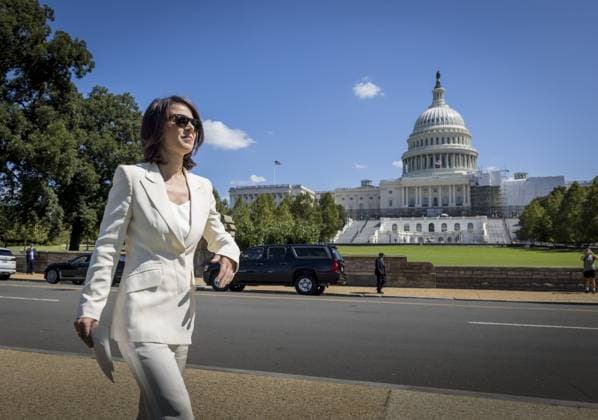 Bilder des Jahres 2023, News 09 September News Themen der Woche KW37 News Bilder des Tages Annalena Baerbock (Buendnis 90 Die Gruenen), Bundesaussenministerin. Hier auf dem Weg zu einem Pressestatement vor dem Kapitol. Washington United States Copyright: xThomasxKoehlerx