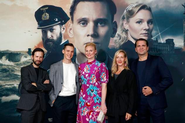 Bilder des Jahres 2023, Entertainment 09 September Entertainment Themen der Woche KW37 Entertainment Bilder des Tages Franz Dinda, Rick Okon, Rosalie Thomass, Anna Schudt und Pierre Kiwitt bei der Premiere der 4. Staffel der Sky Serie Das Boot im UCI Luxe Mercedes Platz. Berlin, 14.09.2023